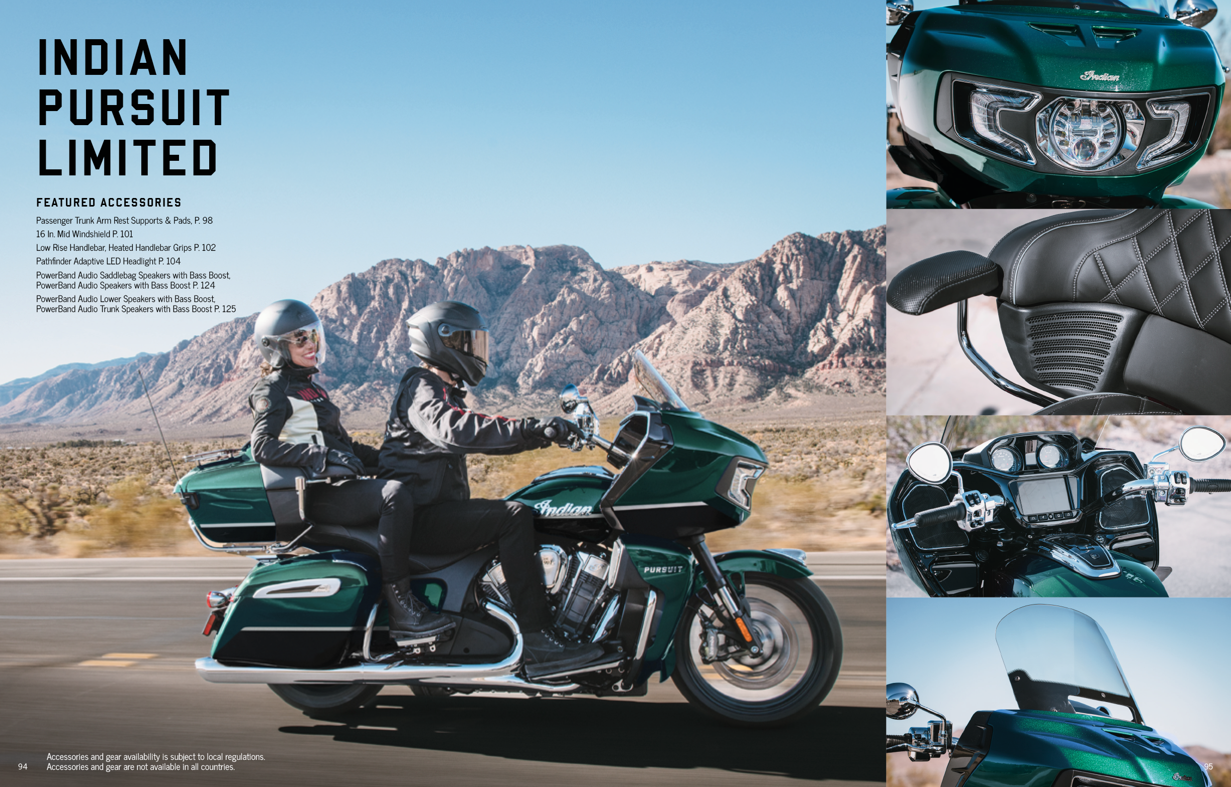 A magazine advertisement for Indian motorcycles shows a man and woman riding a green motorcycle. The ad also includes a picture of the motorcycle's front and side view. AI generated content